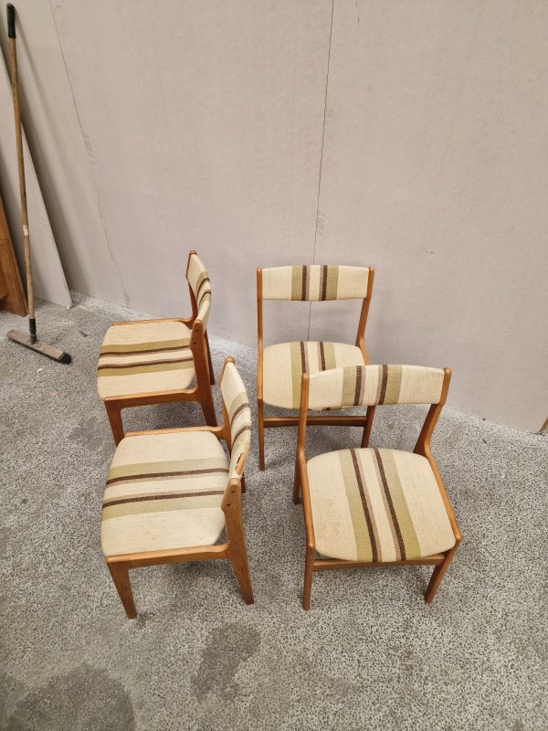 Fire spisestole, teak, Erik Buch