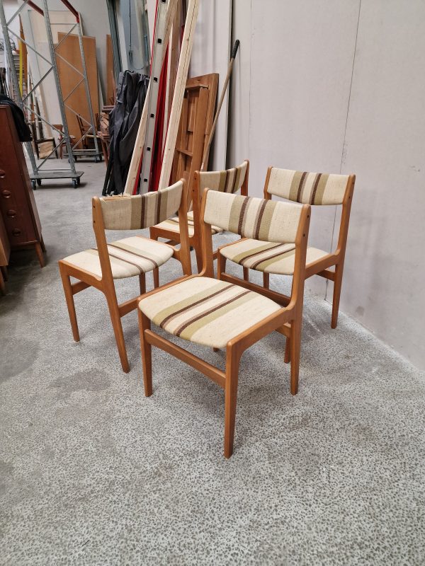 Fire spisestole, teak, Erik Buch