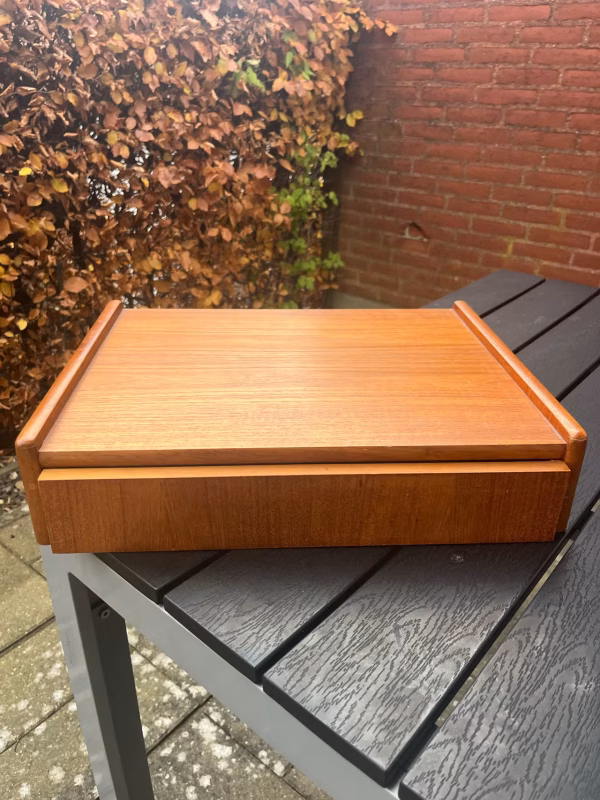 Natbord med skuffe, teak