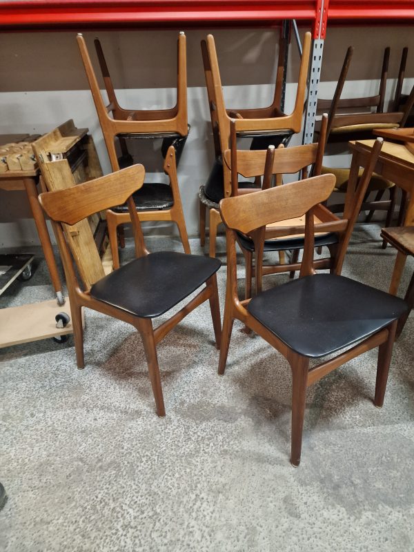 Fire spisestole, massiv teak, Schønning & Elgaard