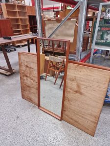 Spejl, teak, aflangt