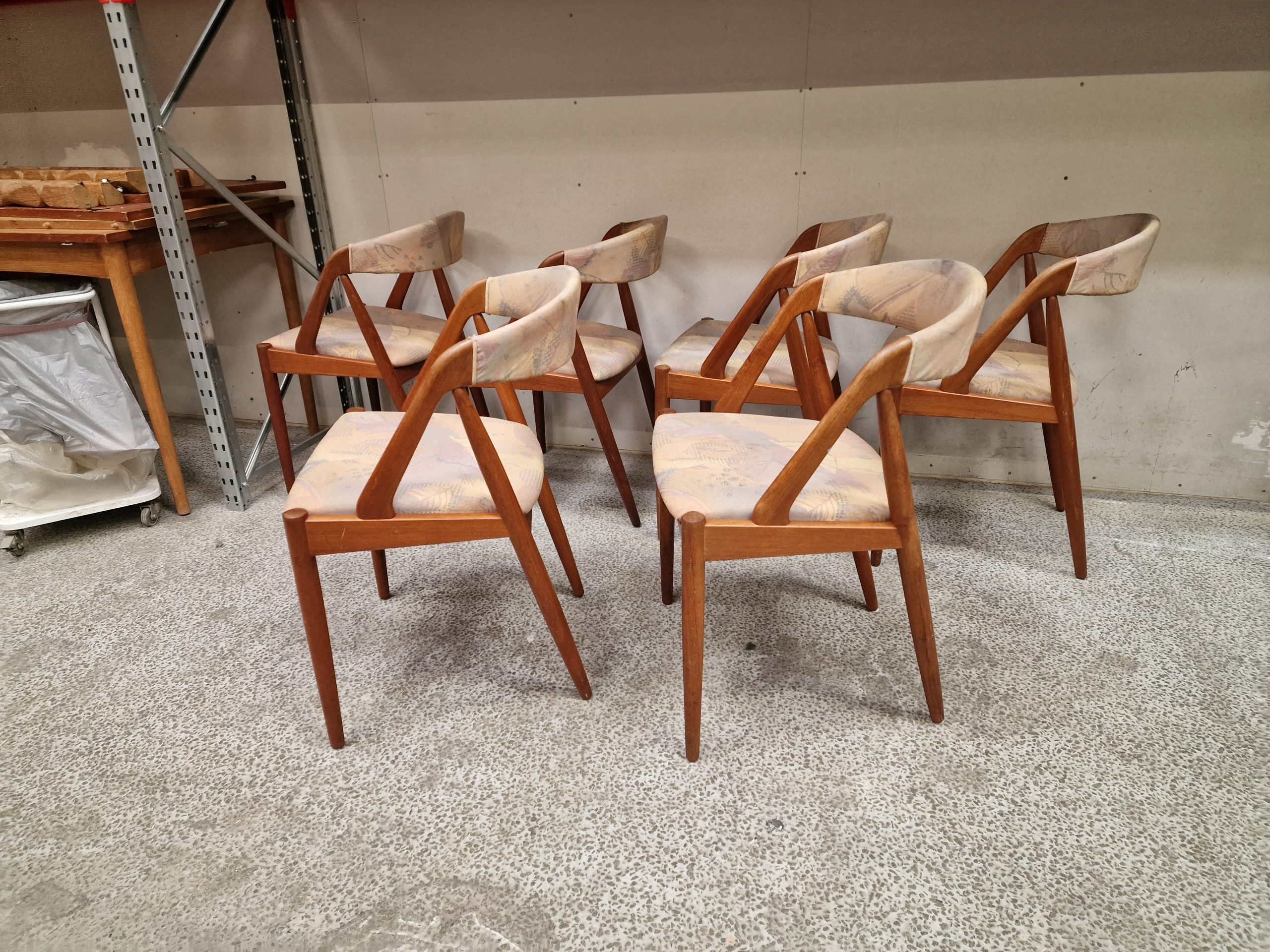 Seks spisestole i massiv teak, Kai Kristiansen model 31 - Image 7