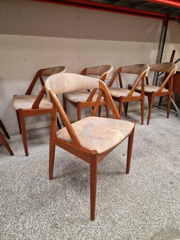 Seks spisestole i massiv teak, Kai Kristiansen model 31