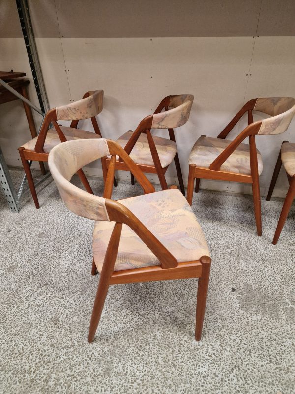 Seks spisestole i massiv teak, Kai Kristiansen model 31