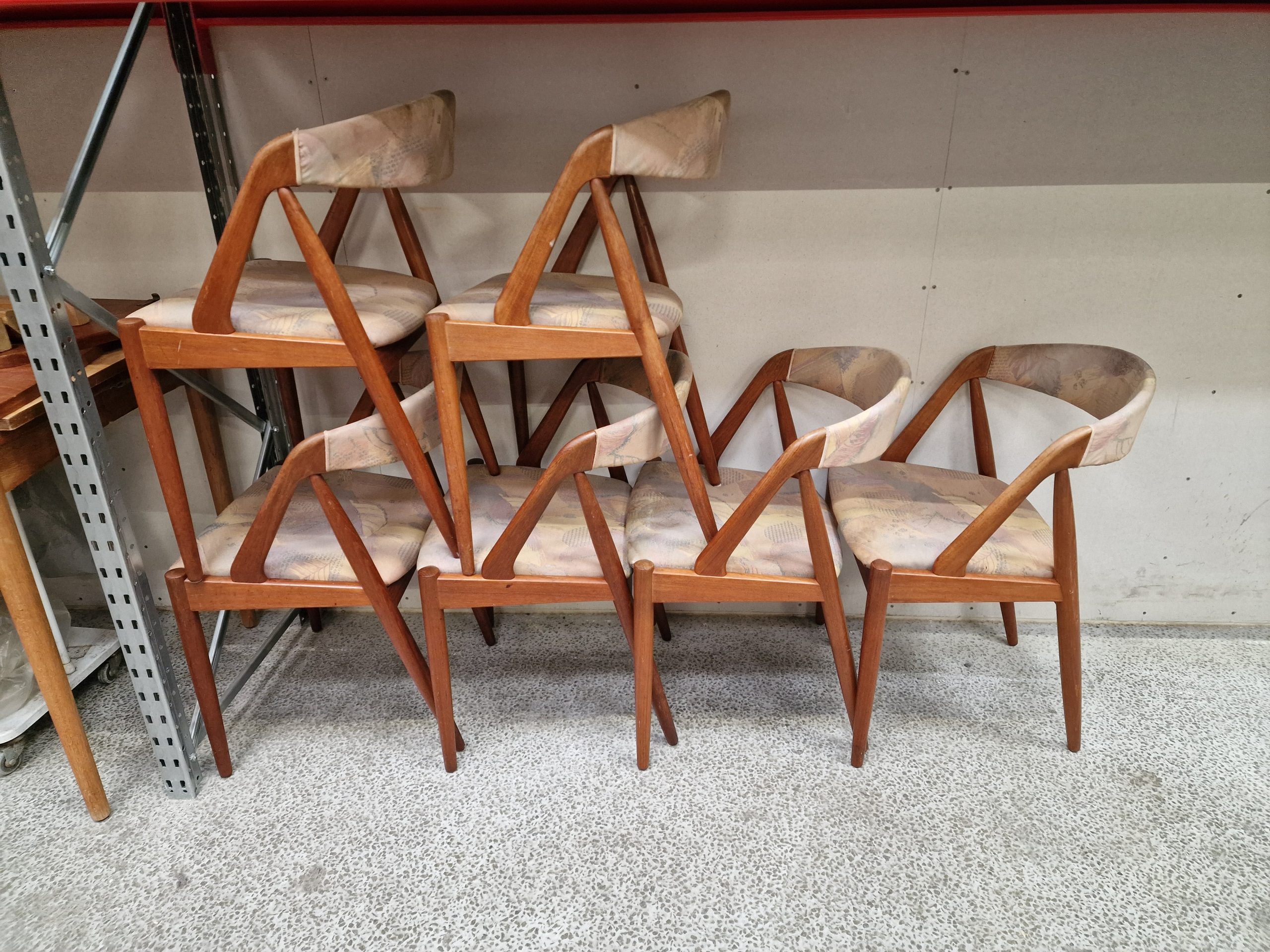 Seks spisestole i massiv teak, Kai Kristiansen model 31 - Image 2