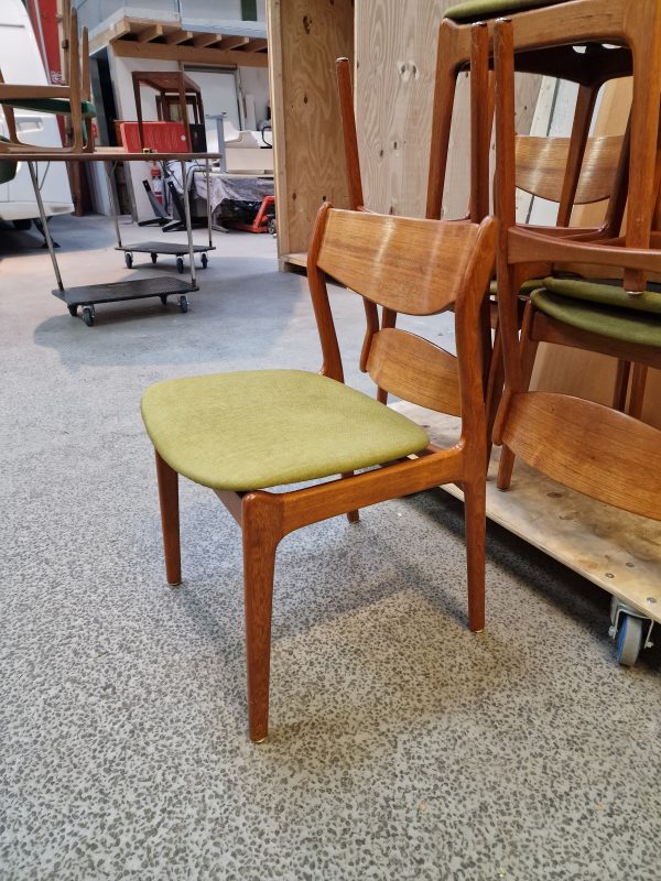 Seks spisestole i massiv teak, P.E. Jørgensen, Farsø Stolefabrik