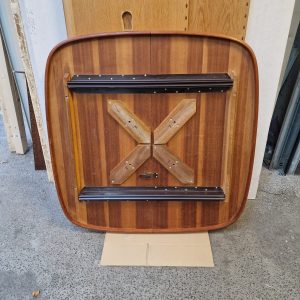 Semi rundt spisebord med en tillægsplade teak - Image 2