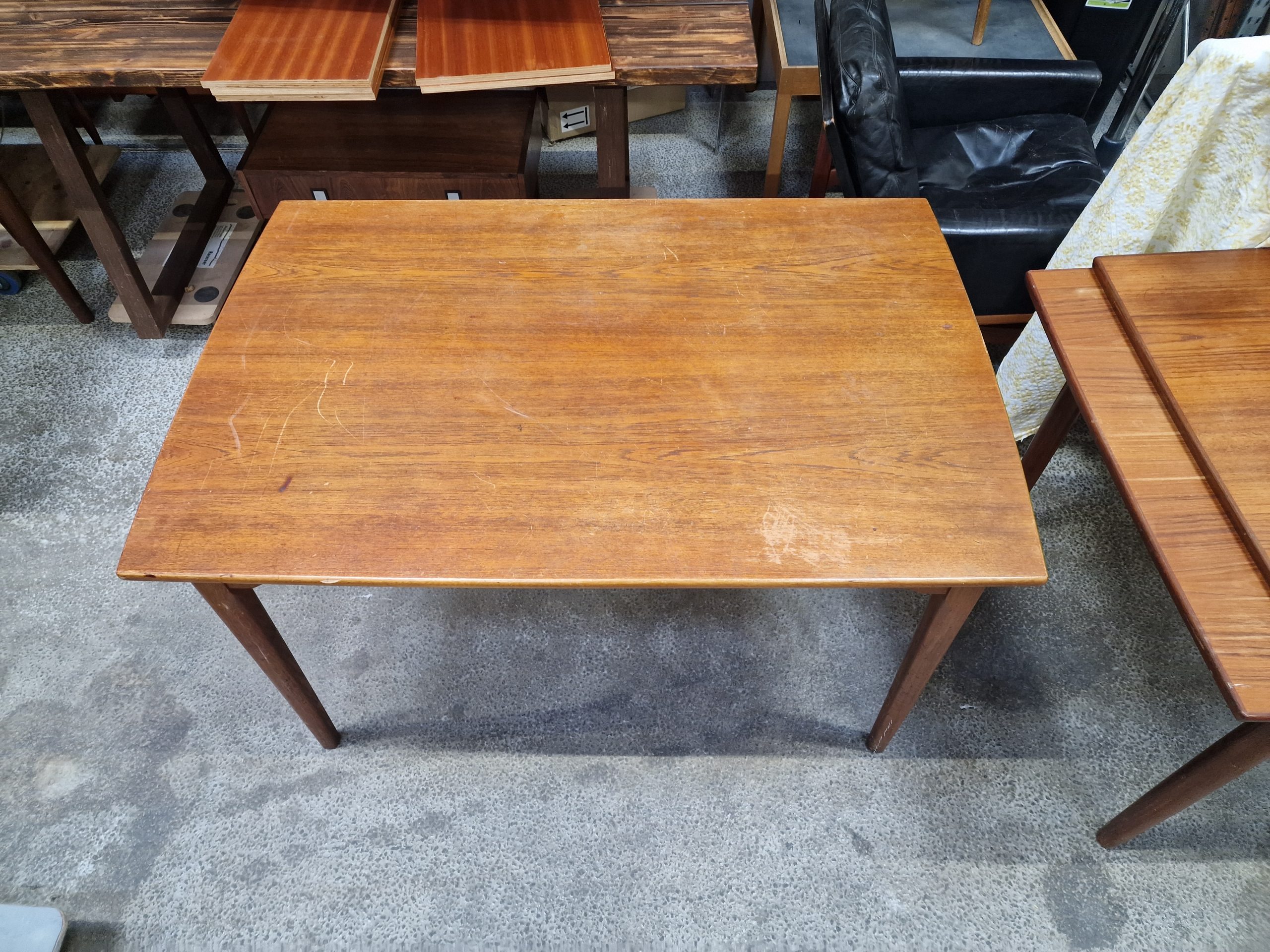 Spisebord i teak, på stel af egetræ, med hollandsk udtræk - Image 3