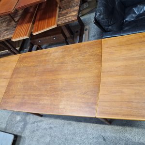 Spisebord i teak, på stel af egetræ, med hollandsk udtræk - Image 4