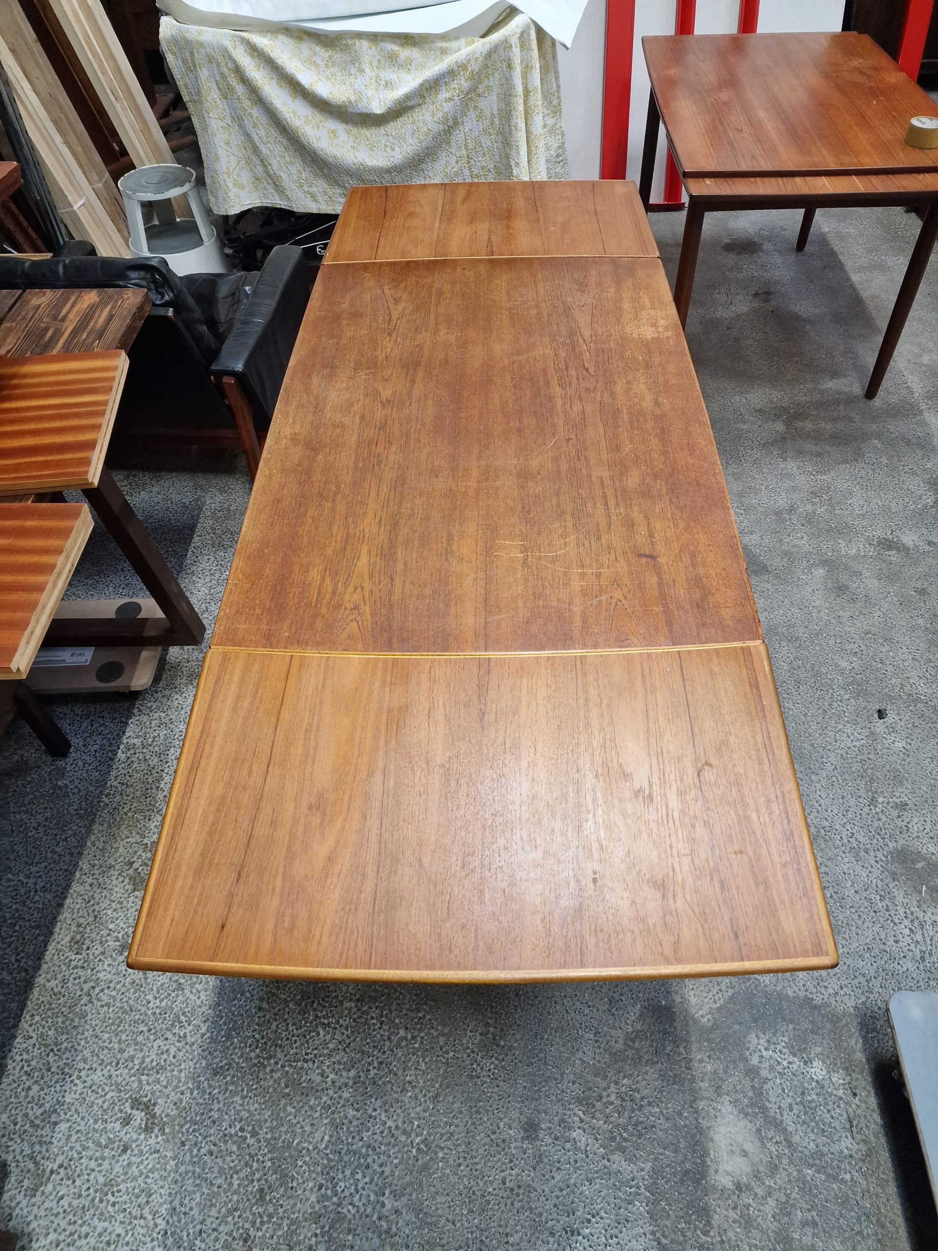 Spisebord i teak, på stel af egetræ, med hollandsk udtræk - Image 6