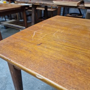 Spisebord i teak, på stel af egetræ, med hollandsk udtræk - Image 5