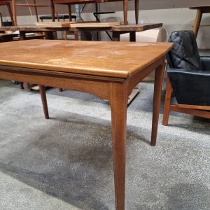 Spisebord i teak, på stel af egetræ, med hollandsk udtræk - Image 8