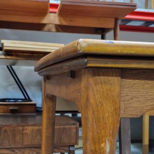 Spisebord i teak, på stel af egetræ, med hollandsk udtræk - Image 10