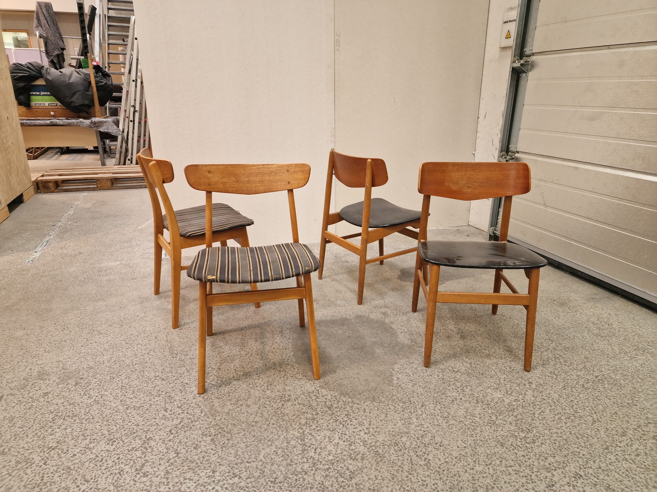 2x2 spisestole, teak og bøg - Image 2