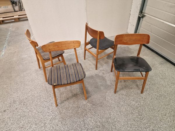 2x2 spisestole, teak og bøg