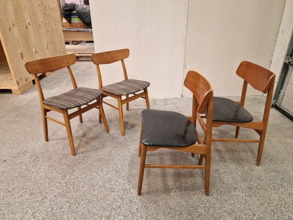 2x2 spisestole, teak og bøg