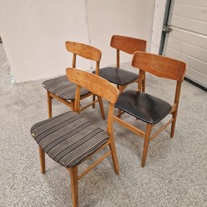 2x2 spisestole, teak og bøg