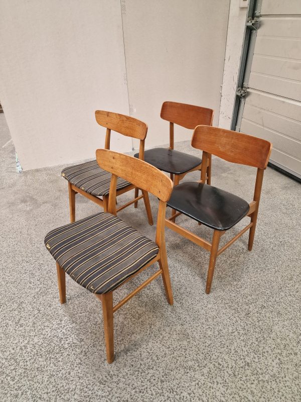 2x2 spisestole, teak og bøg