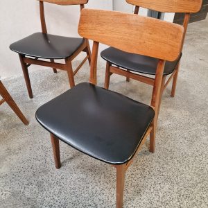 Fem spisestole i teak med skai - Image 6