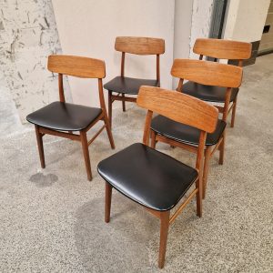 Fem spisestole i teak med skai - Image 8