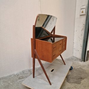 Sminkebord med vipbart spejl, teak - Image 3