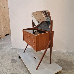 Sminkebord med vipbart spejl, teak - Image 4