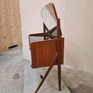 Sminkebord med vipbart spejl, teak - Image 5