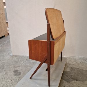 Sminkebord med vipbart spejl, teak - Image 6