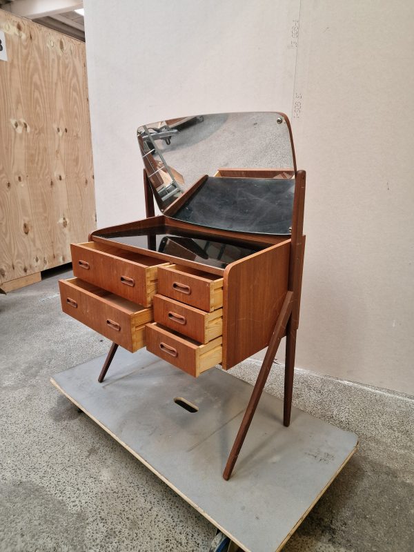 Sminkebord med vipbart spejl, teak