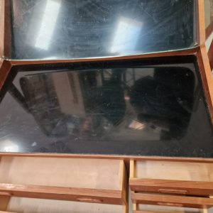 Sminkebord med vipbart spejl, teak - Image 8