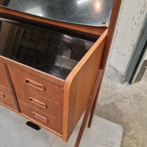 Sminkebord med vipbart spejl, teak - Image 12