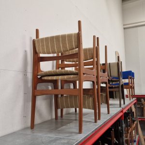 Fire Erik Buch spisestole, teak, til ompolstring - Image 3