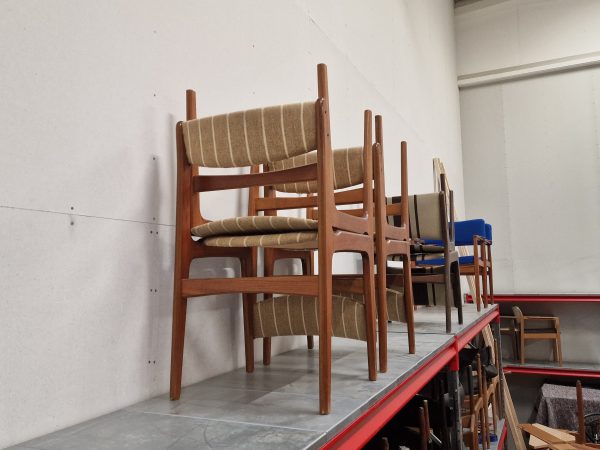Fire Erik Buch spisestole, teak, til ompolstring