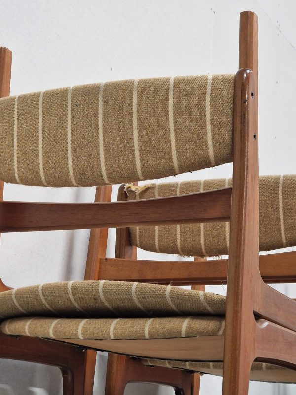 Fire Erik Buch spisestole, teak, til ompolstring