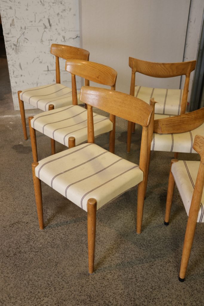 Seks stk spisestole i massiv egetræ, Knud Færch model 343