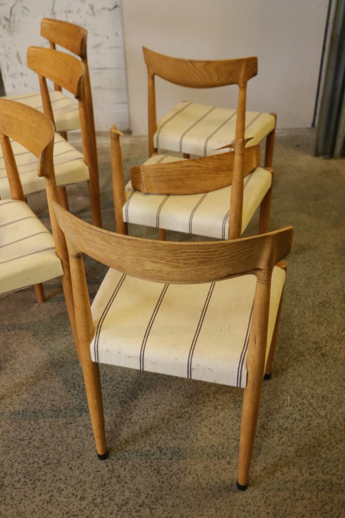 Seks stk spisestole i massiv egetræ, Knud Færch model 343