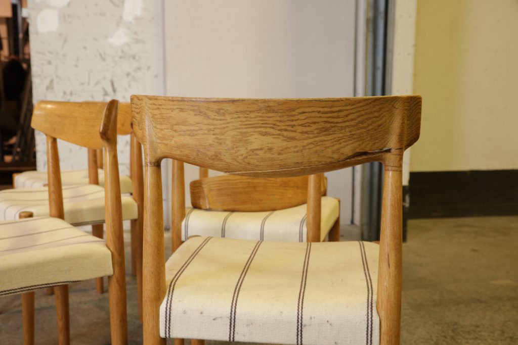 Seks stk spisestole i massiv egetræ, Knud Færch model 343