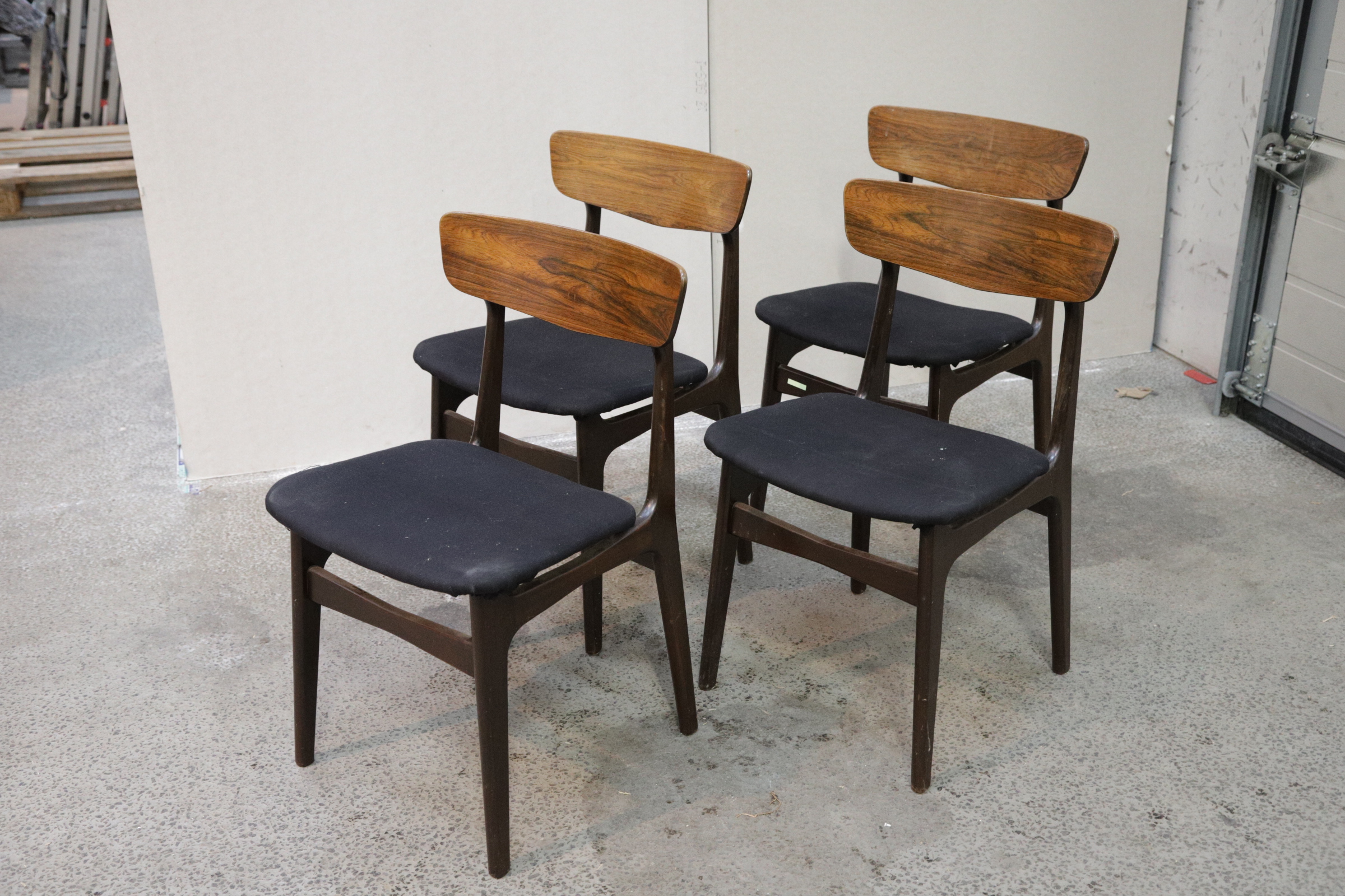 Fire spisestole, palisander, Schiønning & Elgaard