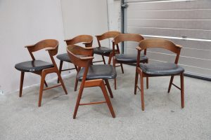 Seks spisestole i teak, Kai Kristiansen model 32