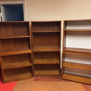 Fem små bogkasser, teak