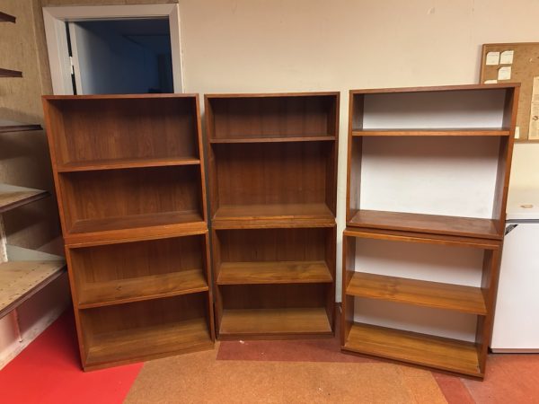 Seks små bogkasser, teak