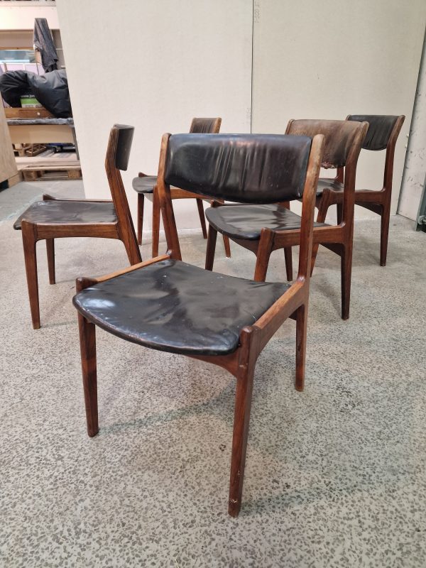 Fem spisestole i massiv palisander