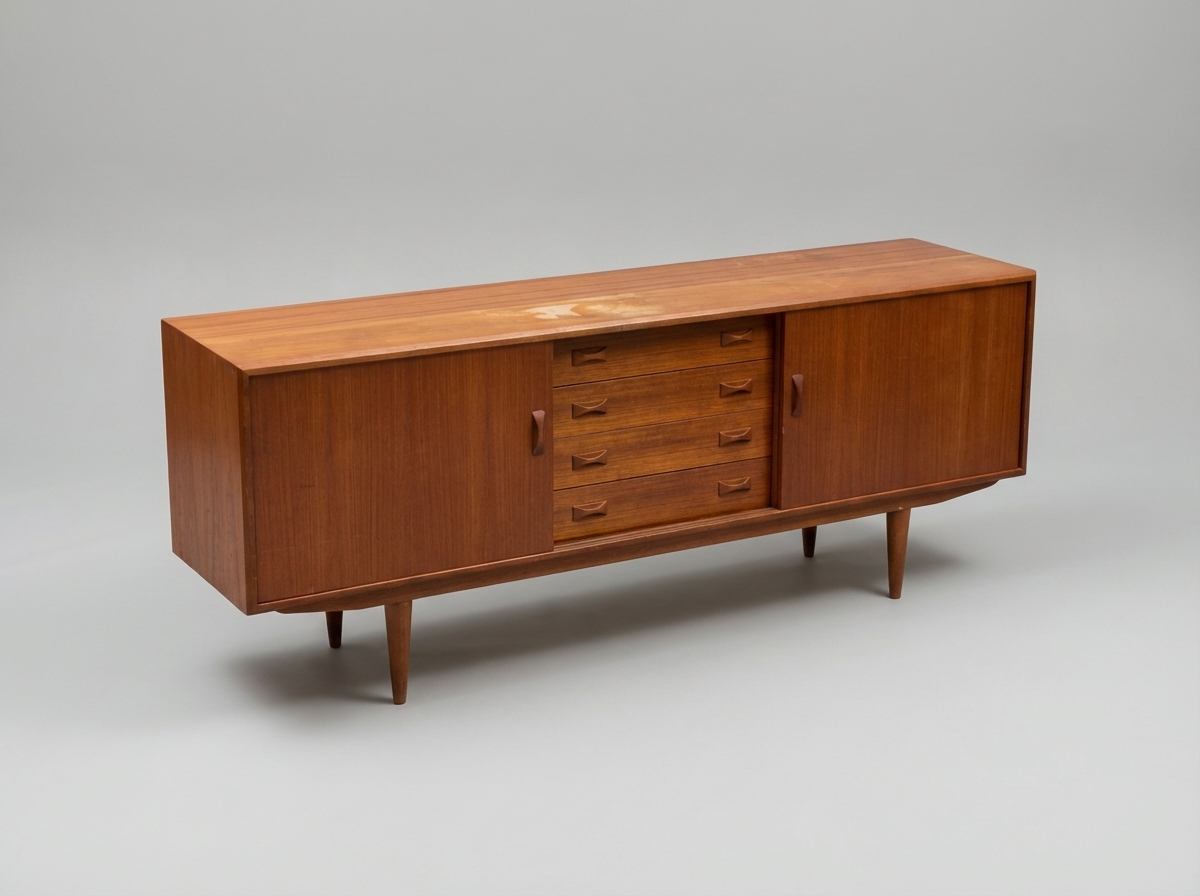 Elegant teaktræs skænk med reoler, Clausen og Søn