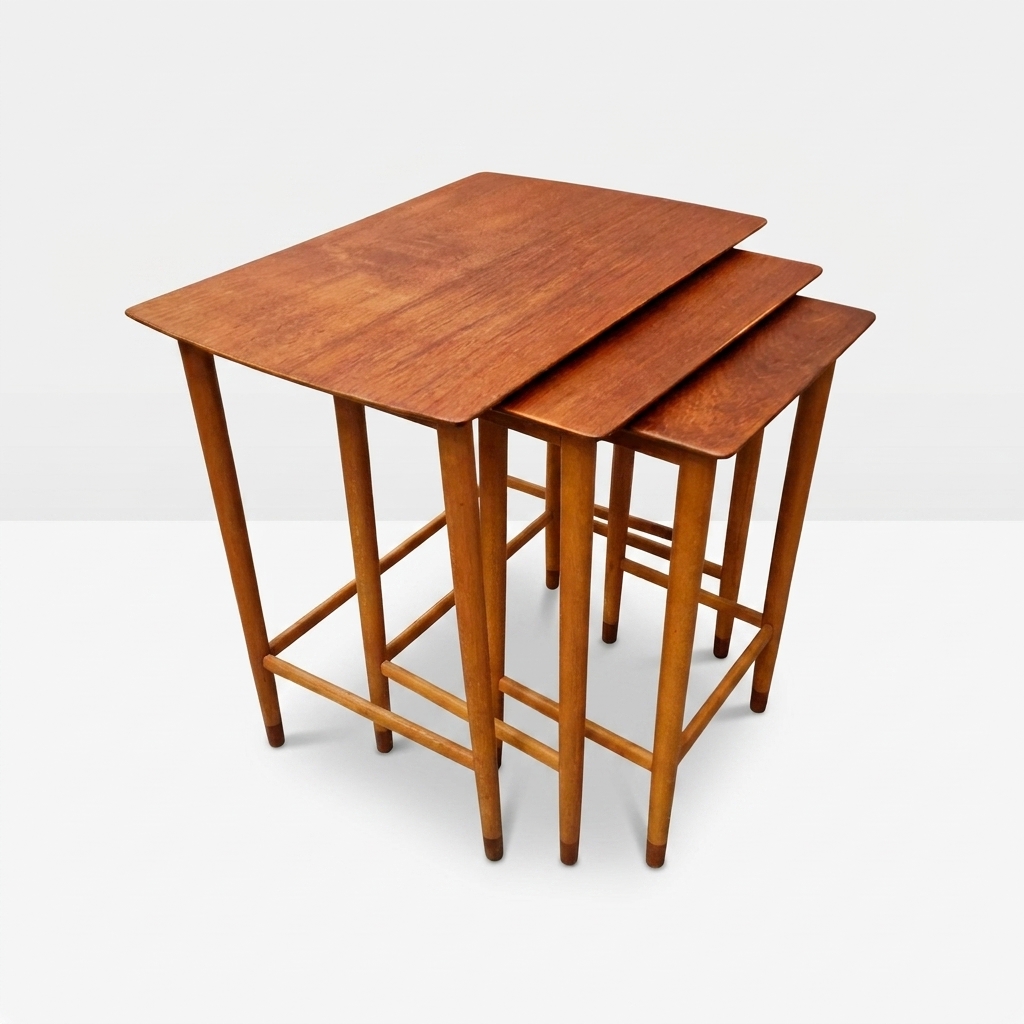 Indskudsborde, teak og bøg, Børge Mogensen