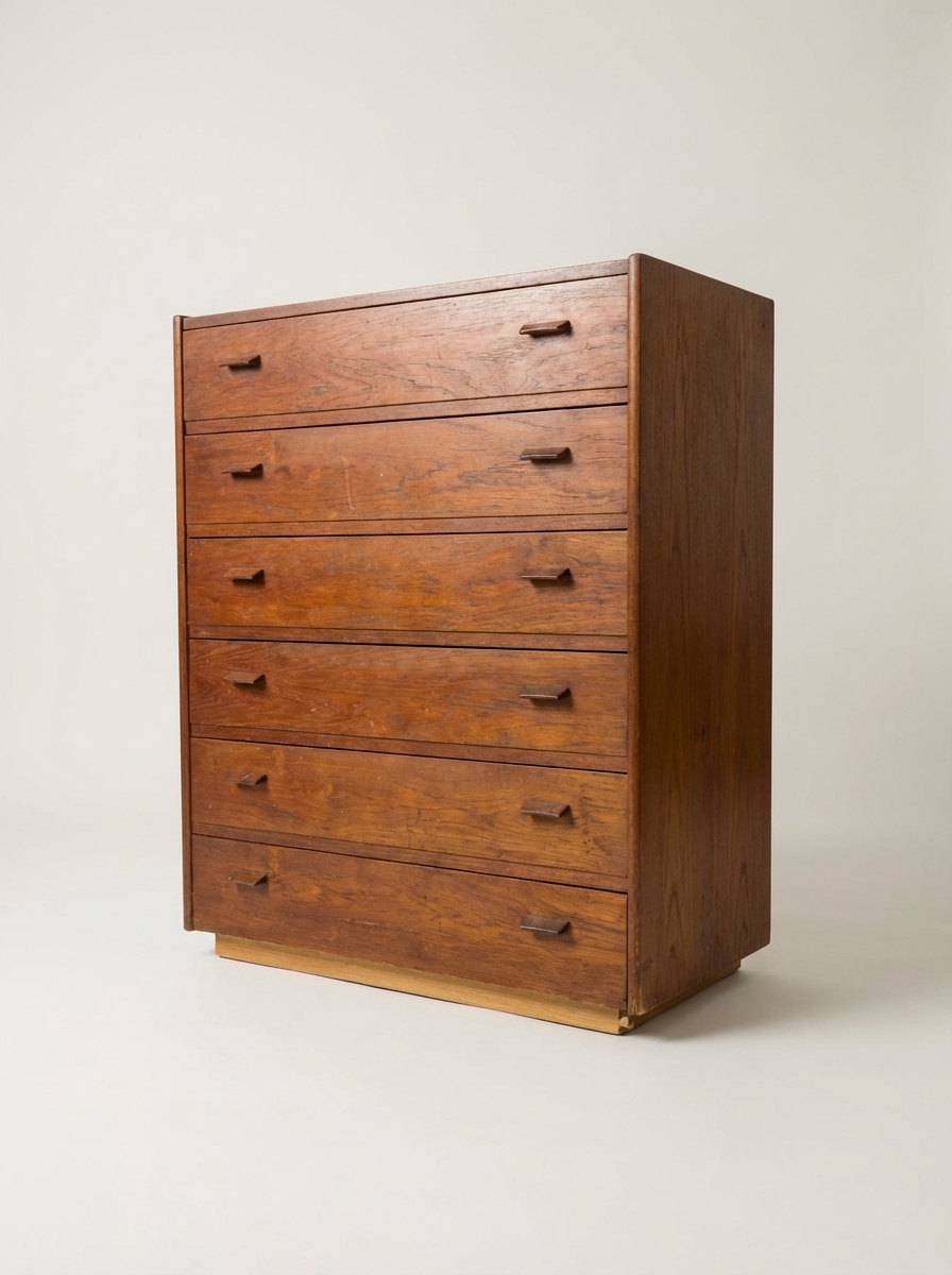 Kommode med seks skuffer, teak