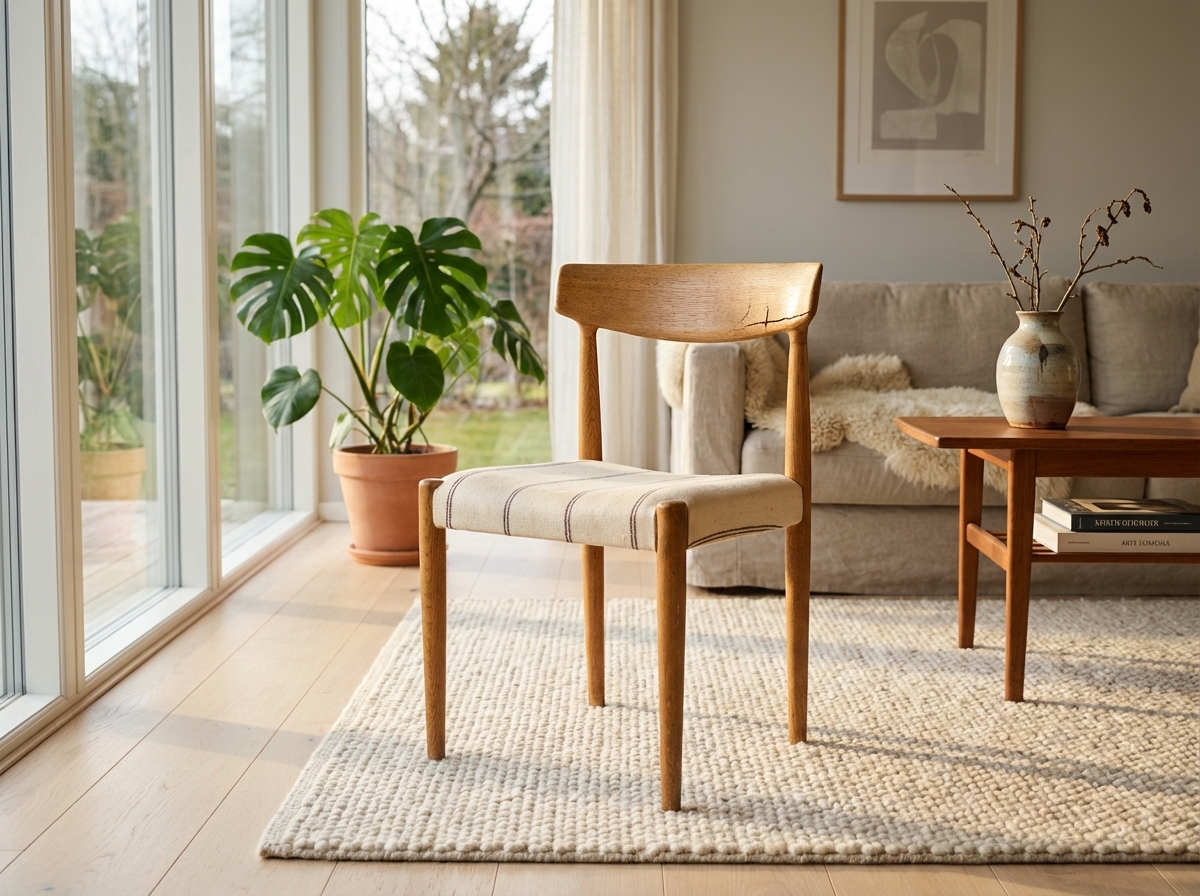 Seks stk spisestole i massiv egetræ, Knud Færch model 343